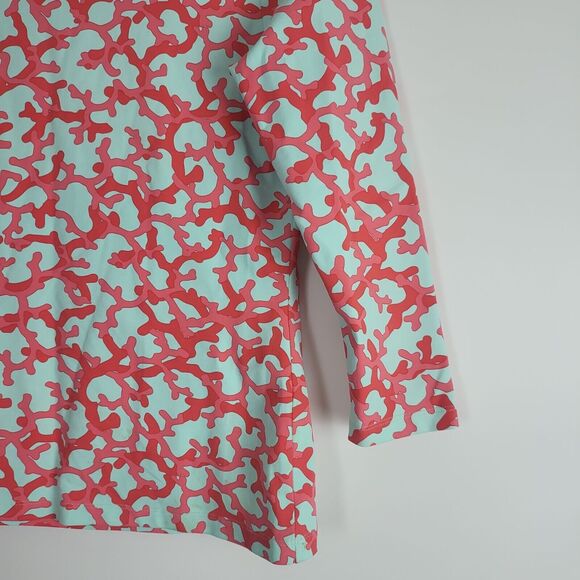 J. Mclaughlin Long Sleeve Top XS Womens Spandex Blend Light Blue Red Print - Picture 4 of 10